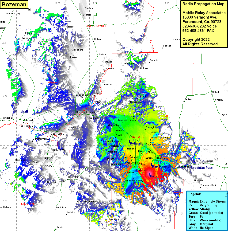 heat map radio coverage Bozeman II